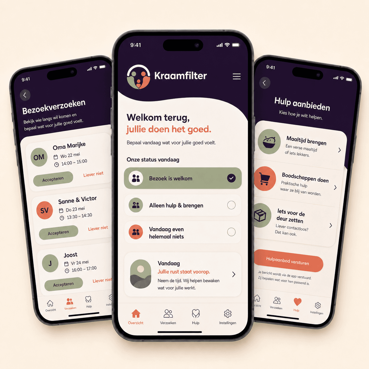Kraamfilter webapp voor kraamvisite plannen en hulp organiseren